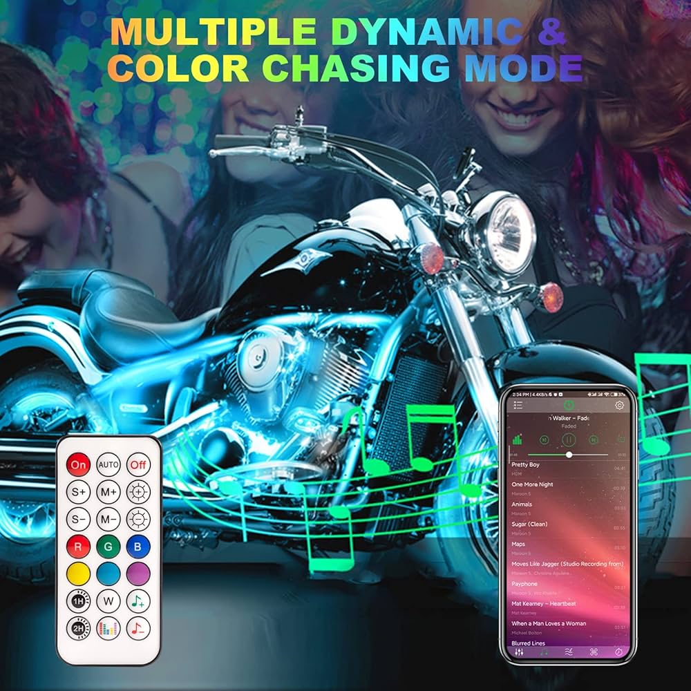 Amazon.com: 16 Pcs RGB Chasing Motorcycle LED Lights Kit for